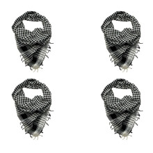 4X Unisex Scarf Polyester Plaid Tassel Arab Desert Shemagh,Black