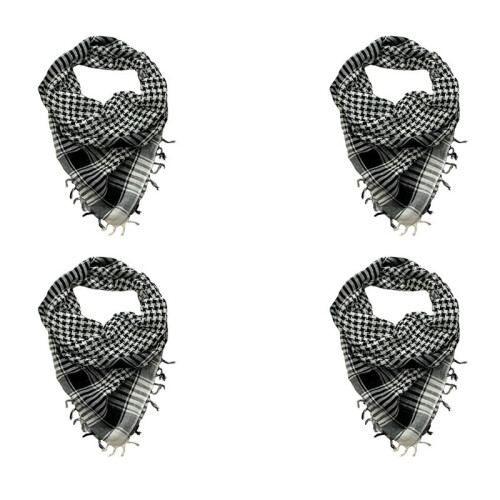 4X Unisex Scarf Polyester  Plaid Tassel Arab Desert Shemagh,Black