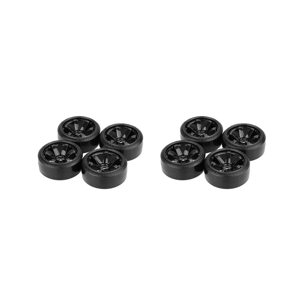 8Pcs Drift Car Tire Wheel Rim Hard Wheel Tyre For 1/10 Hsp Hpi Drifting Rc Car Black 6031146251142