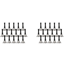 48x Hand Bells Silver Steel Service Handbells Black Wooden Handle Diatonic Metal Bells Musical Percussion (Nickel White)