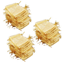 300Pcs Champagne Eyelash Organza Drawstring Pouches Jewelry Party Wedding Favor Gift Bags 3.5 inch X4.3 inch