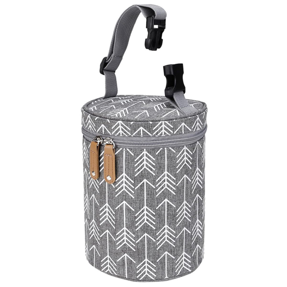 Breast Milk Cooler Bag With Handle, Insulated Baby Bottle Organizer For Travel And Stroller, Grey