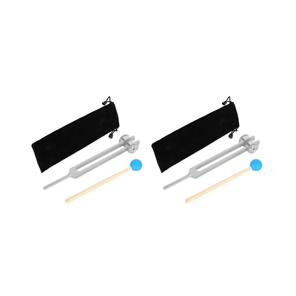 Tlily 2X Aluminum Alloy Tuning Forks,111Hz Tuning Fork With Hammers For Nervous System Testing Sound Healing Therapy,Silver
