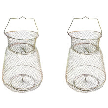2X Canestro Portatile Pieghevole del Pesce Della Gabbia del Granchio Della Gru A Cingoli del Granchio Della Rete da Pesca del Cavo D'Acciaio