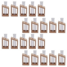 20X Vaso de Tubo de Ensaio de Vidro Cristal em Vasos de Madeira para Plantas Hidropônicas Decoração de Jardim Doméstico