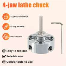 4 Jaw Lathe Chuck,Zinc Alloy Lathe Chuck Set with Wrench and Connecting Rod,Sturdy,for Woodworking Lathes
