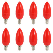 8X LED Candle Light Candle Light Bulbs Red Fortune Lamp God Lights Saving Candle Lights,E14