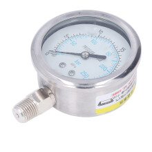 Vacuum Pressure Gauge Stainless Steel 0-25MPa 1/4in NPT, Clear Dial