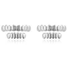 2X Neue Hip Hop Zähne Set Oben Port Dental Grill Mode Abnehmbare Dental Grill Schmuck (Silber + Weiß)