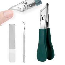 Nail Clippers for Thick Nails Seniors, Stainless Steel Ergonomic Oblique Design, 3Piece Set