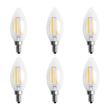 6X Dimmable C35 E12 4W COB Edison Candle Flame Filament LED Light Bulb Lamp 10 x 3.5cm