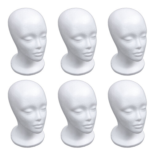 6X Female Foam Mannequin  Model Hat Wig Display Stand Rack White