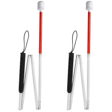 2X Canne Pliante En Aluminium Canne Pliante de 4 Secondes avec Pointe Roulante pour Bâton de Marche Aveugle