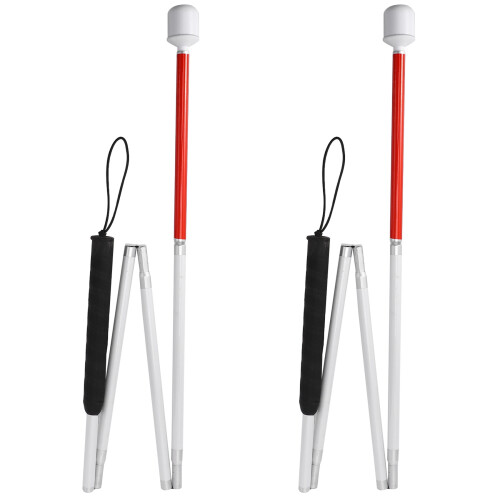 2X Aluminum Folding Cane 4-Sec Folding Cane with Rolling Tip for Blind Walking Stick 1
