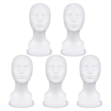 5X Maniquí de Espuma de Poliestireno Cabeza de Espuma Modelo Gafas Sombrero Peluca Soporte de Exhibición