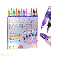 12 Colors Nail Art Pens Set, UltraFine 0.5mm Tip, QuickDry Markers for DIY Manicure Design
