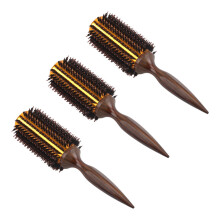 3X Straight Twill Hair Comb Natural Boar Bristle Rolling Brush Round  Blowing Curling