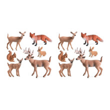 12 Pezzi Animali del Bosco Figure Creature Della Foresta Figurine Scoiattolo Cervi Coniglio Famiglia Figurine Giocattoli Nel Miniatura