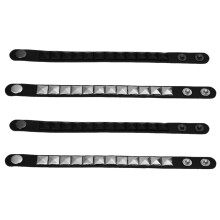 4Pcs White Rivet + Black Rivet Punk Pyramid Studded Artificial Leather Bracelet Wristband