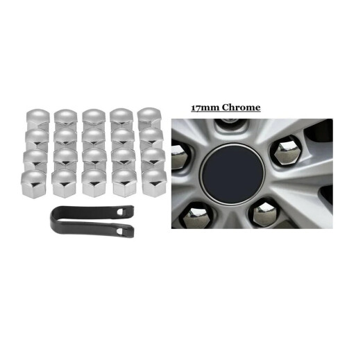 20Pcs 17mm Wheel Nut Covers Silver Alloy Lug Nut Caps AntiRust Full Coverage with Removal Tool 2
