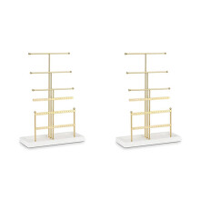 2X Jewelry Organizer Tabletop Jewelry Holder 6Tier Jewelry Tree Display Stand with Tray,for Earring Necklace Gold