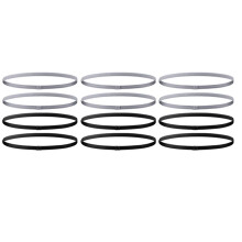 12 Pcs Thick Non-Slip Elastic Sport Headbands Hair Headbands,Exercise Hair and Sweatbands for Women and Men(Black, Grey)