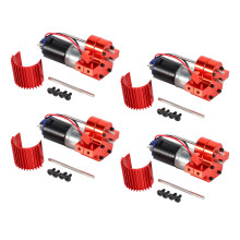 4X 370 Gebürsteter Motor + KüHlkörper Getriebe Satz Aus Aluminium mit Stahl Zahnrädern für WPL Henglong C14 C24 B14 Rot