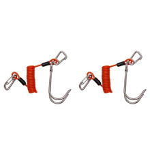 2X Double Dive Rafting Hook Stainless Steel Hook Spiral Coil Spring Cord Dive Safety Accessory - Orange