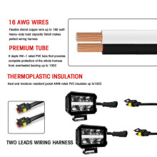 16 AWG LED Light Bar Wiring Harness Kit - 2 Leads 12V Off Power Relay Fuse for Off Road Lights Work Light