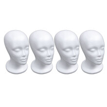 10X Support de Présentoir de Perruque de Chapeau de Modèle de Tête de Mannequin de Mousse Femelle Blanc