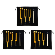 9-Pack StäMgaffelset (128Hz, 256Hz, 512Hz) StäMgaffelsats för LäKning, Chakra, Ljudterapi, Sonic Slider Fork (Guld)