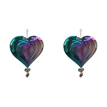 2X 3D Rotating Wind Chimes Gift Wind Spinner for Room Decor Wedding Garden Outdoor Aesthetic Hanging Decoration 25X40Cm