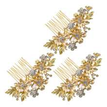 3X Hochzeit Braut Haarkämme Vintage Nachahmung Kristall Haarnadeln Abschlussball Schmuck Gold Silber Blumenmuster Frauen