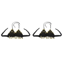 2X Sexy Lace Pleated Chiffon Coin Belly Dance Bra Top Costume