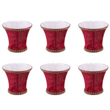 6X Fabric Clip Lamp Shade, E14 Handmade Lampshade for Modern European Style Wall Sconce Lamp, Crystal Lamp(Red)