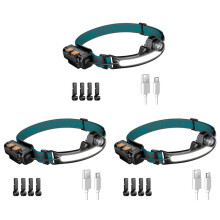 3X Stirnlampe Licht Lampe LED Wiederaufladbar, 1000 Lumen Stirnlampe Licht Lampe Taschenlampe mit Bewegung Sensor, mit 4 Helm Clips für Camping,