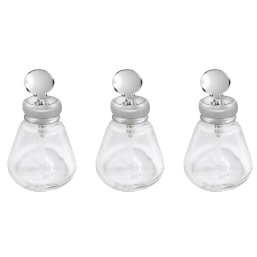 3X TöM Nagellack Makeup Remover Pump Dispenser Glas Push Down Pressflaska