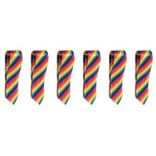6X Men Cravatta da Cerimonia Nuziale Formale Sottile Dimagrita Moda Casual Sottile, 19 (Strisce Colorate Arcobaleno)