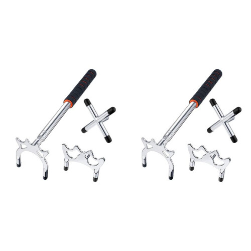 Pont de Queue de Billard RéTractable avec 6 PièCes Accessoires de Queue de Billard de Table de Billard en Laiton Amovible, Argent