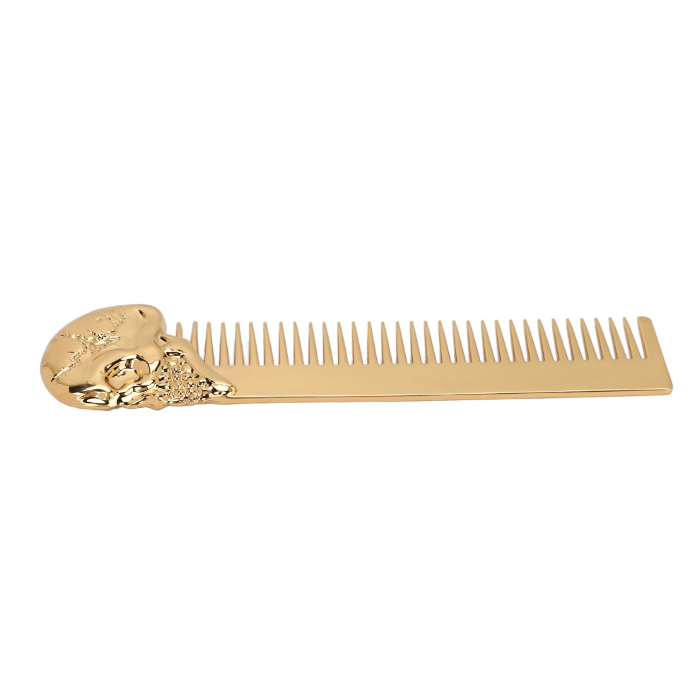Unisex Gold Mustache Comb Zinc Alloy Skull Pattern Hair Styling Comb Colour