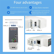 DIN-Rail Serial Port RS485 to Ethernet Converter Server Protoss MQTT PE11-H Support Modbus TCP RTU