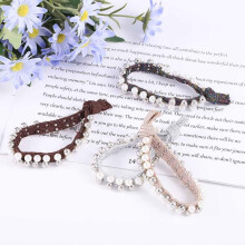 Hair Scrunchie and Elastic Hair Bands Set with Pearls, Soft Chiffon, Detachable Scarf, Pack of 4