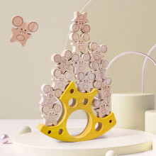 Wooden Mouse and Cheese Stacking Blocks Toy for Kids - Beech, 20*4.5*20cm