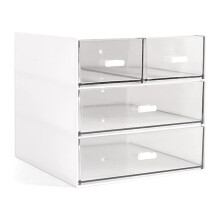 Organizador de Maquiagem, Organizador de Mesa com 4 Gavetas, Organizador de Artigos Diversos, Organizador de CosméTicos, BalcãO de Banheiro, Branco