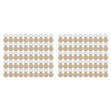100Pcs Blank Round Wooden Key Chain DIY Wood Keychains Key Tags Can Engrave DIY Gifts