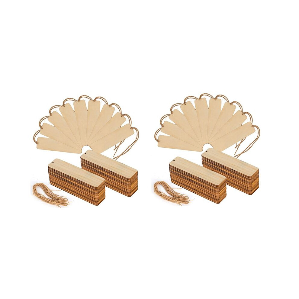100 Pcs Wood Blank Bookmarks Unfinished Wooden Book Marks Hanging Tag With Holes And Ropes Diy Projects 6032795643647