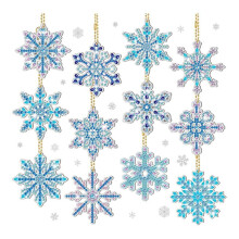 12 StüCk DIY Diamantmalerei Schneeflocke SchlüSselanhäNger Lesezeichen Material Kit Diamant Mosaik Bastelsets Handgefertigter AnhäNger,B