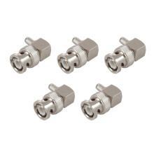 5X BNC-Stecker Abgewinkelt Crimp für RG58 RG400 RFC195 RF-Koax-Adapterstecker, Silber