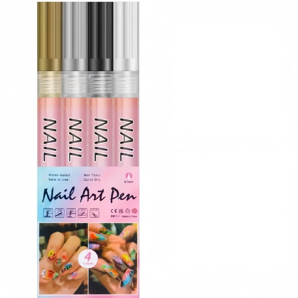 12 Colors Nail Art Pens Set with UltraFine 0.5mm Tip, QuickDry Ink for DIY Manicure and Detailing
