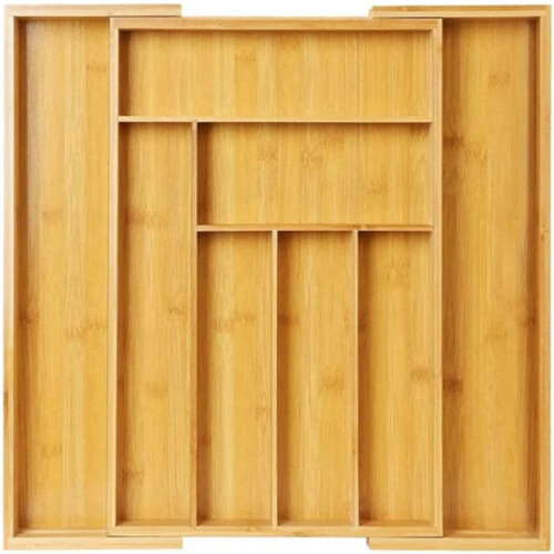 Bamboo Expandable Drawer Organizer, Silverware Organizer for Kitchen, Silverware, Cutlery and Makeup Drawers. 1